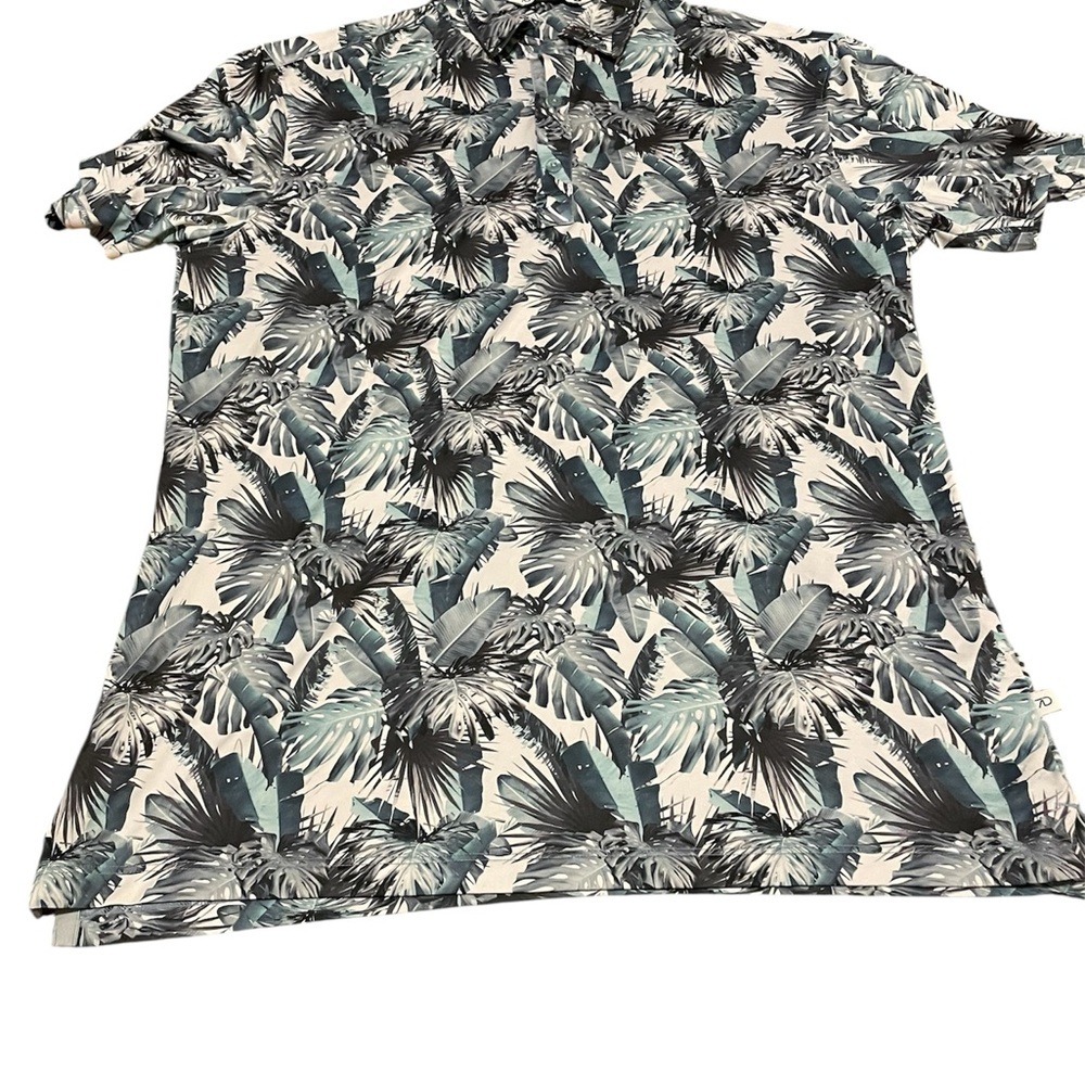 7 Diamonds Somers 4 Way Stretch Polo Shirt Mens Small Palm Print Golf